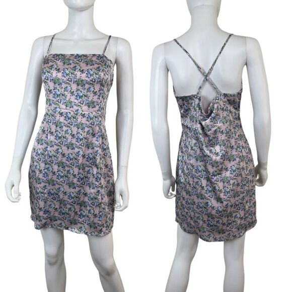 Endless Rose Dresses & Skirts - Endless Rose Woman's Size L Pink Floral Satin Mini NEW Dress Sleeveless Party